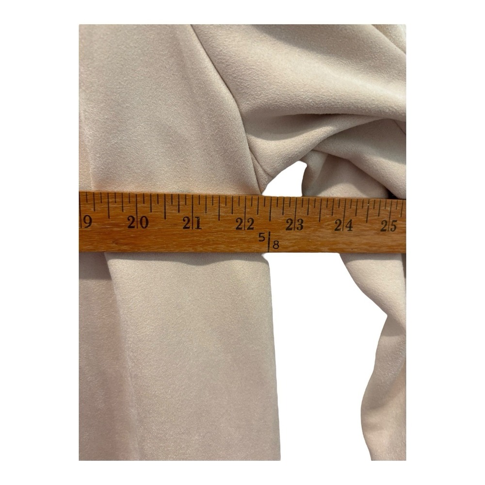 Zara Duster Coat Womens  XL Faux Suede Longline Open Beige Brown Colorblock Soft - Picture 6 of 7